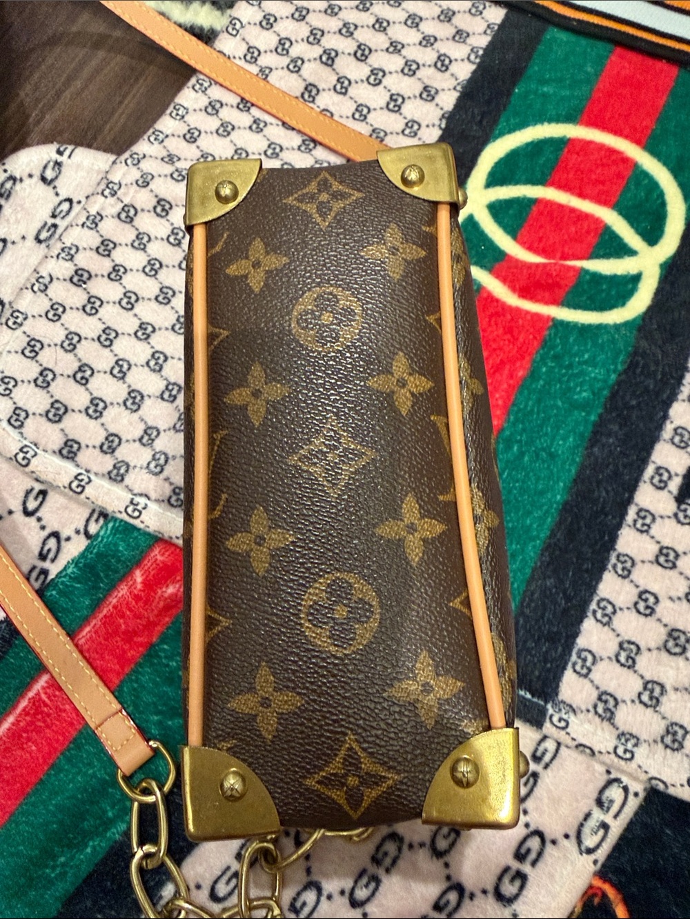 Low price Louis Vuitton Monogram Mini Trunk Crossbody in Brown and Gold - Picture 4 of 8